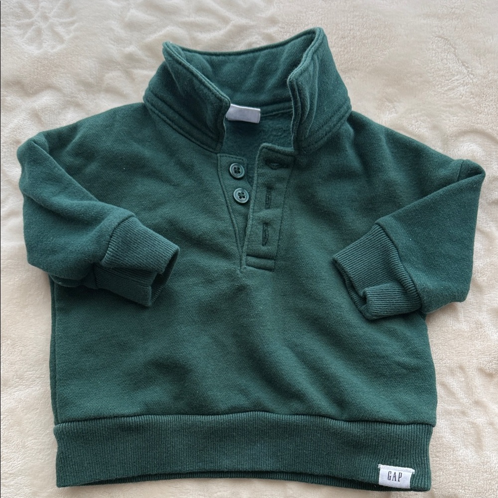 GAP Kids Deep Green Button-Up Hoodie